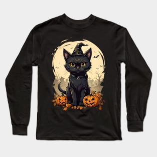 Black cat and pumpkin Long Sleeve T-Shirt